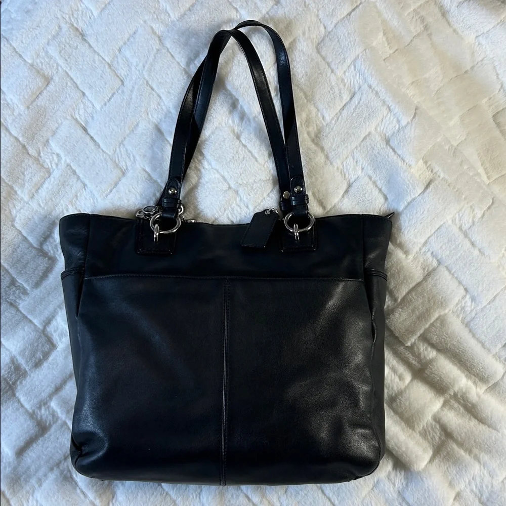 Coach Black Leather Tote and Walletwith Silver Hardware, WHBM Bag Charm/Bracelet